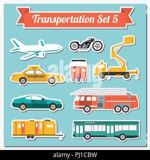 Set di tutti i tipi di trasporto icona per creare il vostro proprio infographics o mappe. Acqua, strada urbana, aria, cargo, pubblico e di trasporto a terra. Illustrazione Vettoriale