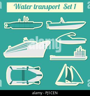 Set di trasporto di acqua icona per creare il vostro proprio infographics o mappe. Illustrazione Vettoriale Illustrazione Vettoriale