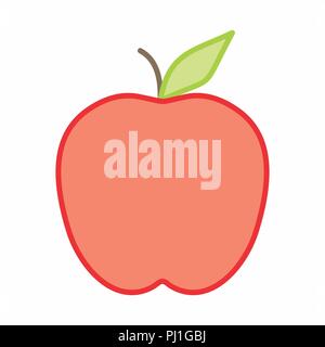 Una illustrazione colorata di un isolato Apple su sfondo bianco Illustrazione Vettoriale