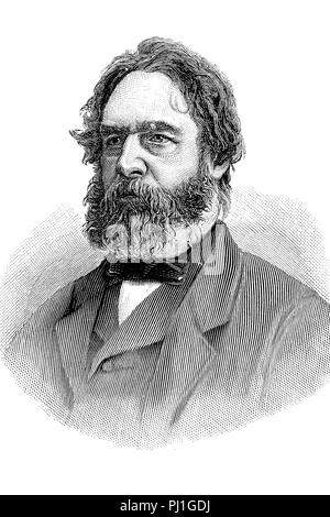 Henry Wadsworth Longfellow (Febbraio 27, 1807 - Marzo 24, 1882), poeta americano ed educatore, digitale Riproduzione migliorata di un woodprint dall'anno 1890 Foto Stock