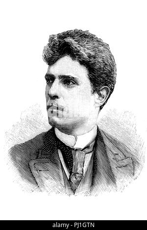 Pietro Antonio Stefano Mascagni, 7 Dicembre 1863 - 2 agosto 1945, è stato un compositore italiano, digitale Riproduzione migliorata di un woodprint dall'anno 1890 Foto Stock