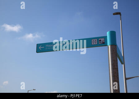 Happy Mount Park Morecambe segno. Foto Stock