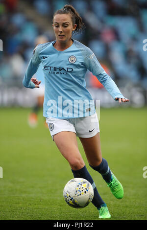 Manchester City donna Caroline Weir durante i pneumatici Continental Cup, Gruppo uno nord corrisponde all'Accademia Stadium e Manchester Foto Stock