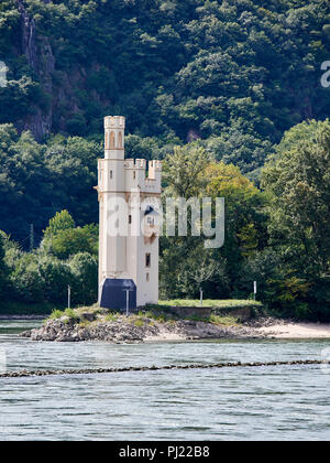 Mäuseturminsel sul fiume Reno, mostrando il Mäuse (mouse) Tower Foto Stock