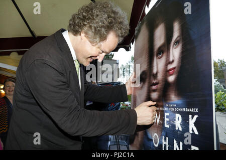 Venezia, Italia. 2 Sep, 2018. Florian Henckel von Donnersmarck a cena la ricezione del Film- und Medienstiftung NRW durante il settantacinquesimo Venice Film Festival presso il Ristorante Valentino il 2 settembre 2018 a Venezia, Italia. | Verwendung weltweit Credito: dpa/Alamy Live News Foto Stock