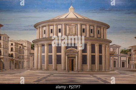 Piero della Francesca, città ideale, pittura, Palazzo Ducale, Palazzo Ducale, Urbino, Marche, Italia Foto Stock