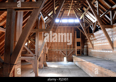 Interno di un fienile, Ministri Island, New Brunswick Foto Stock