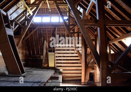 Interno di un fienile, Ministri Island, New Brunswick Foto Stock