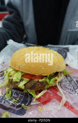 Australian fast food fame Jack's (Burger King) hamburger di manzo Foto Stock