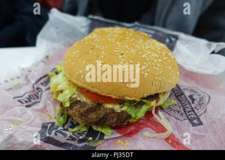 Australian fast food fame Jack's (Burger King) hamburger di manzo Foto Stock