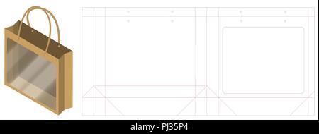 Sacchetto di carta con finestra in plastica Imballaggi Die-cut Illustrazione Vettoriale