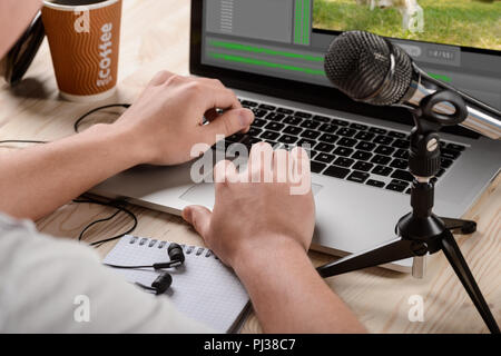Mani maschio su una tastiera Foto Stock