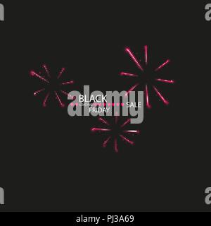 Fuochi d'artificio con il testo nero venerdì. Vettore Illustrazione Vettoriale