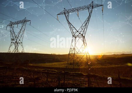 Immagine composita della costellazione tra le stelle Foto Stock