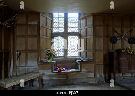 Sala banchetti, Haddon Hall - Bakewell, Derbyshire, Inghilterra - Foto Stock