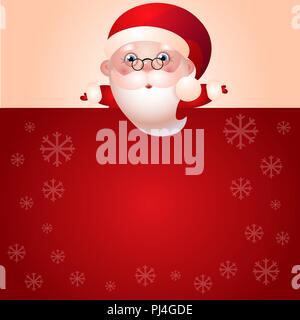 Babbo Natale con il rosso vuoto message board Illustrazione Vettoriale