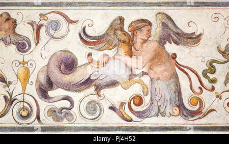 Affresco del XVI secolo nel cortile di Palazzo Vecchio a Firenze, Italia Foto Stock