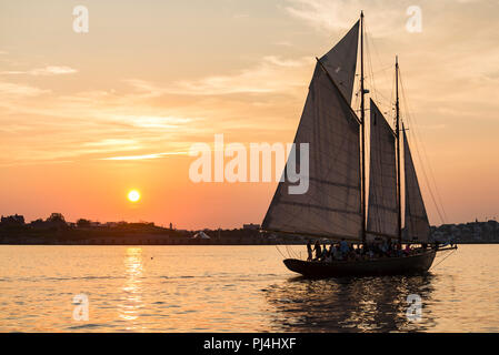 A Tall Ship nel Casco Bay a Portland, Maine Foto Stock