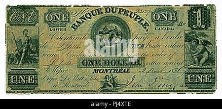 La Banque du Peuple - billetta de 1 dollaro - 1836. Foto Stock