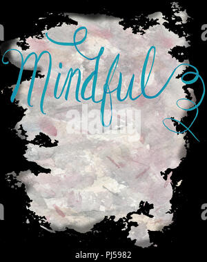 La parola memore calligrafia, handlettered con un dipinto ad acquerello abstract background in questa illustrazione. Rende grande wall art troppo. Foto Stock