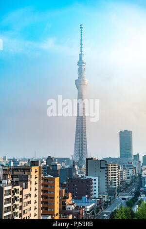 Kinshicho, Tokyo - Giappone - Giugno 22, 2018: la strada principale a Tokyo Skytree all alba LOTTE CITY HOTEL Foto Stock