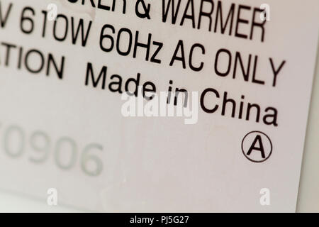 Made in China su etichetta elettronica Foto Stock