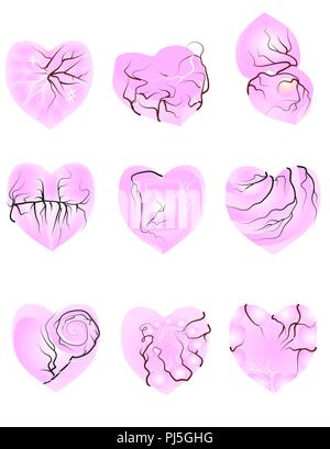 Set di Cuori rossi per il giorno di San Valentino Illustrazione Vettoriale