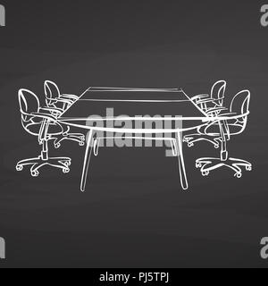 Sale riunioni scrivania disegno sulla lavagna. disegnati a mano disegno vettoriale. business concept design. Foto Stock