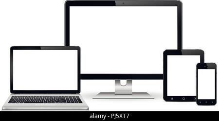 Dispositivi digitali di vettore di set Illustrazione Vettoriale