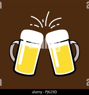 Toast con due boccali da birra illustrazione vettoriale EPS10 Illustrazione Vettoriale