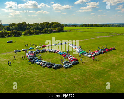 Celebrando 70 anni di Porsche, alla gara di Brands Hatch circuito, Kent, Regno Unito Foto Stock