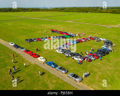 Celebrando 70 anni di Porsche, alla gara di Brands Hatch circuito, Kent, Regno Unito Foto Stock