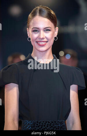 Venezia, Italia. 4 Sett 2018. Paula birra beim Photocall zu 'Vox Lux' auf der Biennale di Venezia 2018 / 75. Internationale Filmfestspiele von Venedig im Palazzo del Casinò. Venedig, 04.09.2018 Credito: Geisler-Fotopress GmbH/Alamy Live News Foto Stock