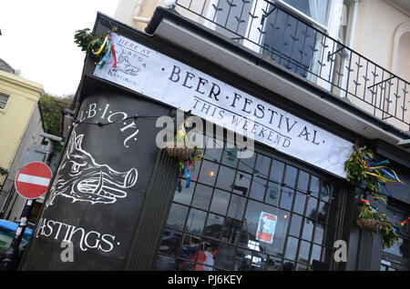 Annuncio festa della birra a Albion Hastings Regno Unito Foto Stock