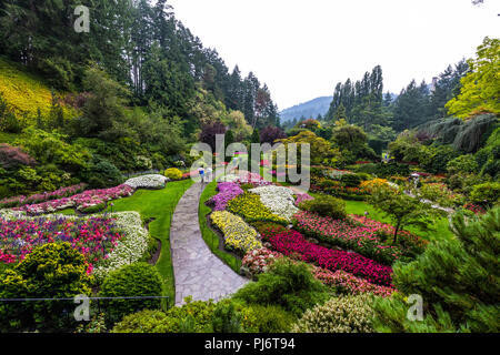 In Sunken garden ai Giardini Butchart vicino a Victoria British Columbia Canada Foto Stock