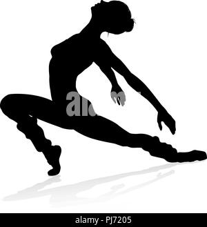 Dancing Ballerina Silhouette Illustrazione Vettoriale