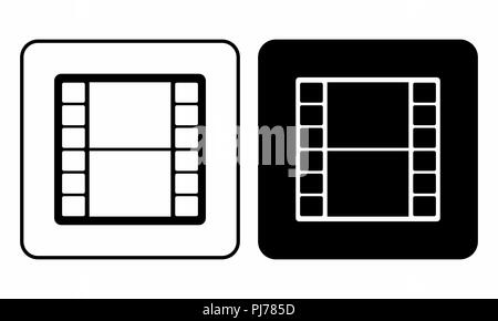 In bianco e nero le illustrazioni delle icone di pellicola Illustrazione Vettoriale