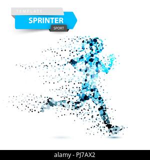 Eseguire girl, donna - dot immagine sullo sfondo bianco. Illustrazione Vettoriale