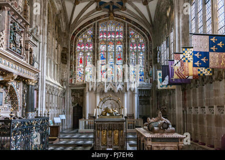 Il Beauchamp cappella costruita tra il 1442-46 nella chiesa di Santa Maria, Warwick, una città sul fiume Avon, in Inghilterra il West Midlands Foto Stock