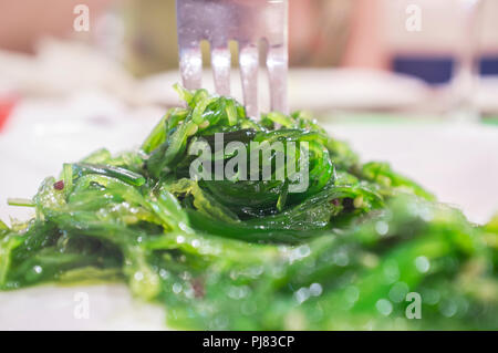 Insalata di Wakame sulla piastra. Stile giapponese cibo Foto Stock