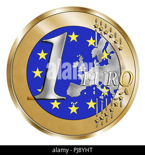 1 Euro Moneta, Unione Europea Fotografia Stock - Immagine di tedesco,  commercio: 105298926