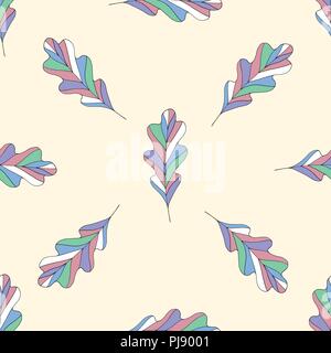 Estratto di foglie di quercia vector seamless pattern. Disegnato a mano sullo sfondo di foglia. Natura texture moderna per la carta da parati, la carta di avvolgimento, tessile, superficie di progettazione, Illustrazione Vettoriale