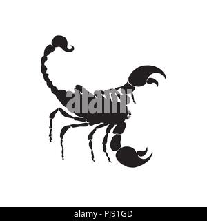 Vector scorpio black silhouette. Scorpione segno zodiacale silhouette. Illustrazione Vettoriale