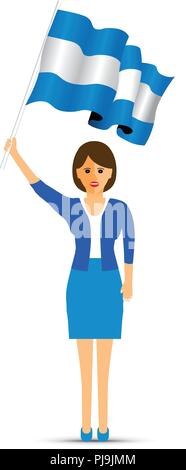 La donna sventola una bandiera argentina Illustrazione Vettoriale