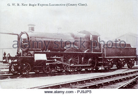 Nuovo carrello locomotiva Express, nella contea di classe, real vintage fotografia cartolina da c1900 Foto Stock