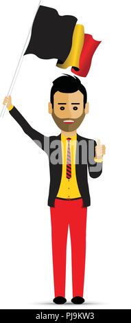 Belgio uomo sventola una bandiera Illustrazione Vettoriale