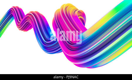 Olografica colorata 3d il flusso liquido a forma di onda per Natale moderno sfondi e poster. Foto Stock
