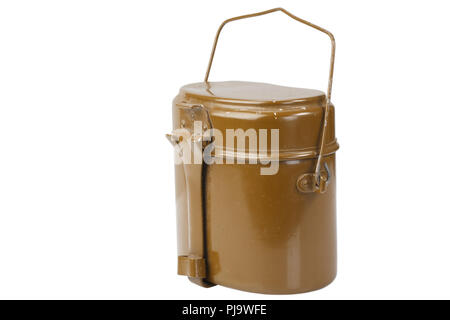 Esercito sovietico mess kit isolato su sfondo bianco Foto Stock