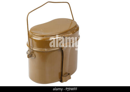Esercito sovietico mess kit isolato su sfondo bianco Foto Stock