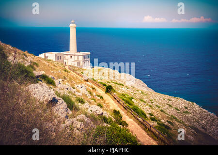 Retrò Lighthouse Trail a Otranto - Salento - Italia - Regione Puglia Foto Stock